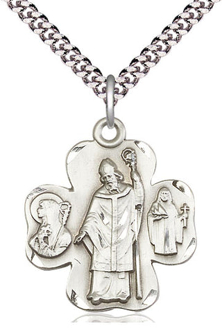 Sterling Silver Irish Shamrock Medal Catholic Jewelry