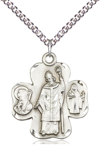 Sterling Silver Irish Shamrock Medal Catholic Jewelry