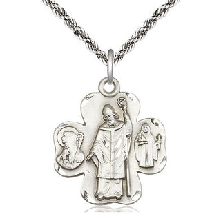 Sterling Silver Irish Shamrock Medal Catholic Jewelry