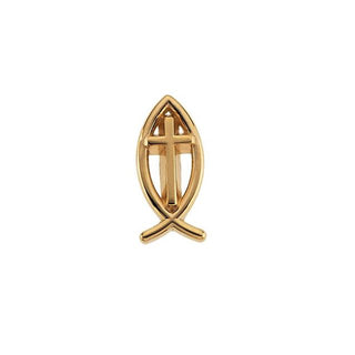 14K Yellow Ichthus with Cross Lapel Pin