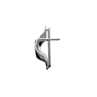 14K White Methodist Cross Lapel Pin