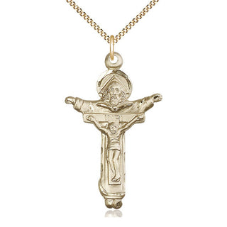 14kt Gold Filled Trinity Crucifix Medal Catholic Jewelry