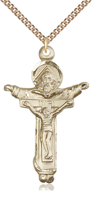 14kt Gold Filled Trinity Crucifix Medal Catholic Jewelry