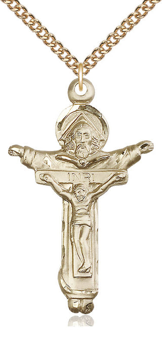 14kt Gold Filled Trinity Crucifix Medal Catholic Jewelry