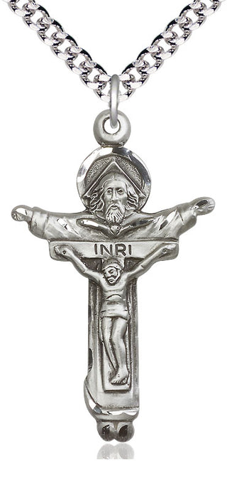 Pewter Trinity Crucifix Medal Catholic Jewelry