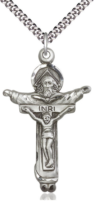 Sterling Silver Trinity Crucifix Medal Catholic Jewelry