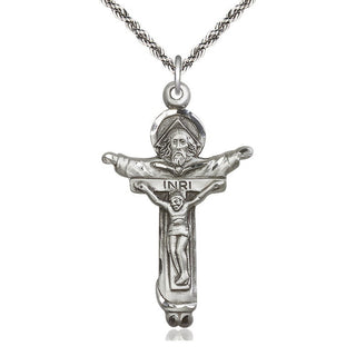 Sterling Silver Trinity Crucifix Medal Catholic Jewelry
