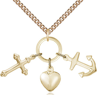 14kt Gold Filled Faith, Hope & Charity Medal Religious Jewelry