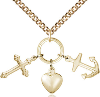 14kt Gold Faith, Hope & Charity Medal