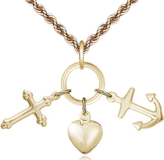 14kt Gold Faith, Hope & Charity Medal