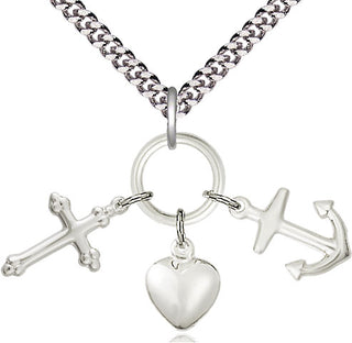 Pewter Faith, Hope & Charity Medal Religious Jewelry