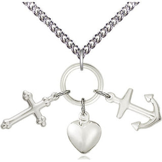 Sterling Silver Faith, Hope & Charity Medal Religious Jewelry