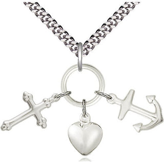 Sterling Silver Faith, Hope & Charity Medal Religious Jewelry