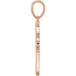 14K Rose Ornate Floral-Inspired Cross Pendant