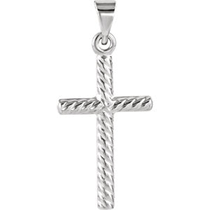 14K White 12.3x8.5 MM Cross Pendant