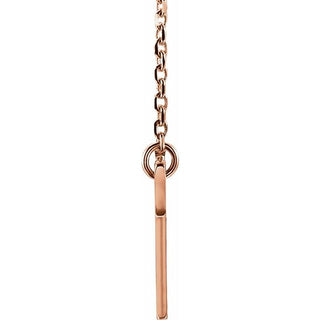 14K Rose Engravable Sideways Cross 16-18" Necklace