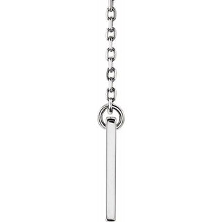 14K White Engravable Pierced Cross Bar 16-18" Necklace