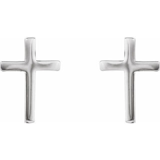 Platinum 10 mm Cross Earrings