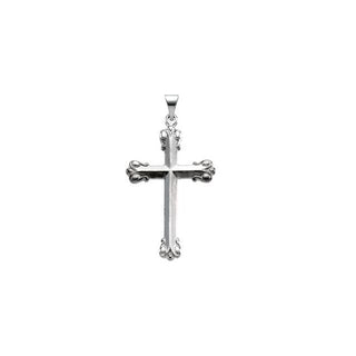 14K White 34.5x23.5 mm Cross Pendant