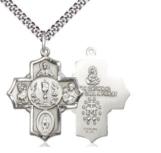 Sterling Silver 5-Way Medal Catholic Jewelry