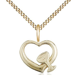 14kt Gold Filled Heart / Chalice Medal Religious and Catholic Jewelry