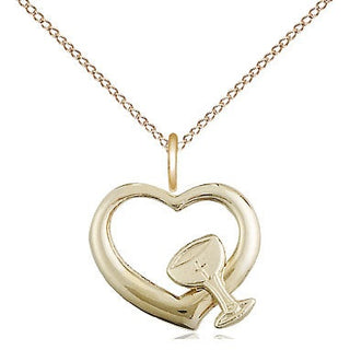 14kt Gold Filled Heart / Chalice Medal Religious and Catholic Jewelry
