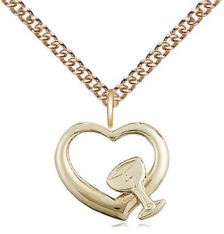 14kt Gold Heart / Chalice Medal