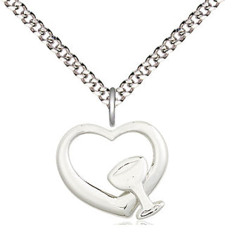 Sterling Silver Heart / Chalice Medal Religious and Catholic Jewelry