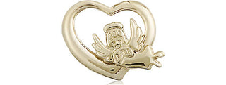 14kt Gold Filled Heart Guardian Angel Medal