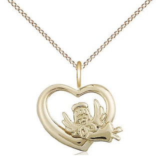 14kt Gold Filled Heart Guardian Angel Medal Religious and Catholic Jewelry