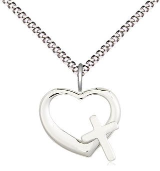 Sterling Silver Heart Cross Medal Religious and Catholic Jewelry