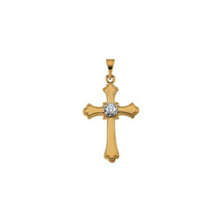 14K Yellow .06 CT Natural Diamond Cross Pendant Mounting