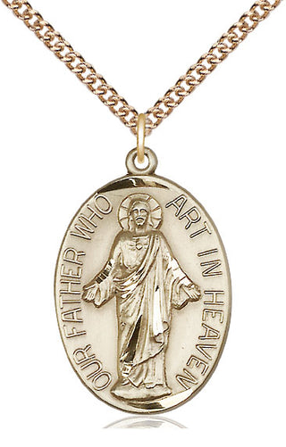 14kt Gold Filled Our Father Medal Catholic Jewelry