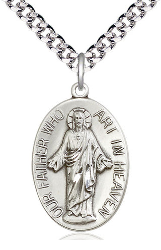 Sterling Silver Our Father Medal Catholic Jewelry