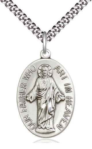 Sterling Silver Our Father Medal Catholic Jewelry