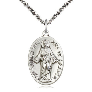 Sterling Silver Our Father Medal Catholic Jewelry