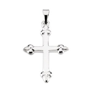 14K White 21x16 mm Cross Pendant