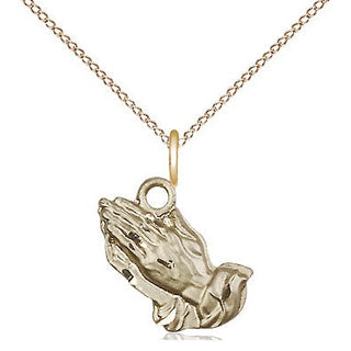 14kt Gold Filled Praying Hands Medal Religious and Catholic Jewelry