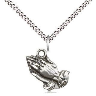 Sterling Silver Praying Hands Medal Religious and Catholic Jewelry