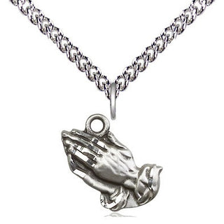 Sterling Silver Praying Hands Medal Religious and Catholic Jewelry