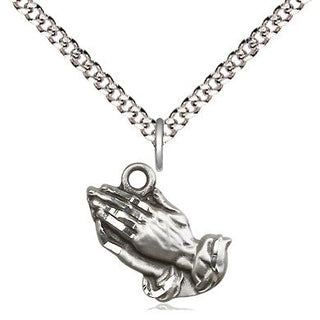Sterling Silver Praying Hands Medal Religious and Catholic Jewelry