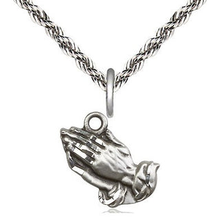 Sterling Silver Praying Hands Medal Religious and Catholic Jewelry