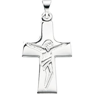 14K White 30.3x16 mm Crucifix Pendant