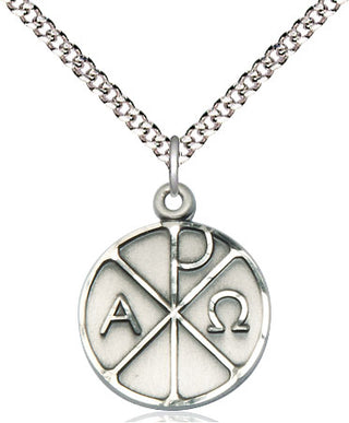 Sterling Silver Alpha & Omega Medal Religious Jewelry