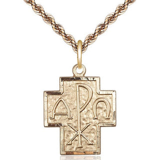14kt Gold Filled Alpha & Omega Medal Religious Jewelry