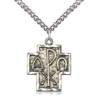 Sterling Silver Alpha & Omega Medal Religious Jewelry