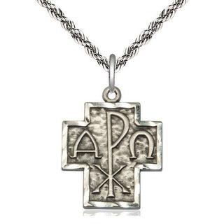 Sterling Silver Alpha & Omega Medal Religious Jewelry