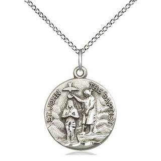 Sterling Silver Saint John the Baptist Medal Religious Jewelry