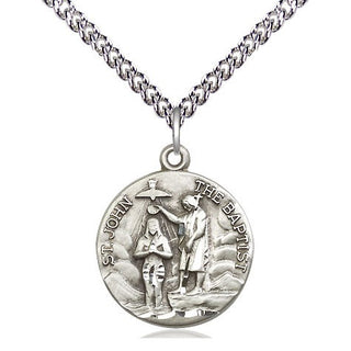 Sterling Silver Saint John the Baptist Medal Religious Jewelry