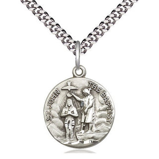 Sterling Silver Saint John the Baptist Medal Religious Jewelry